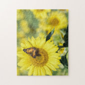 Sonnenblume-Feld mit Schmetterlings-Puzzlespiel Puzzle (Vertikal)