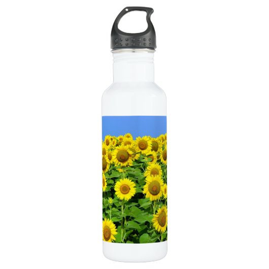 Sonnenblume-Felder Edelstahlflasche (Vorderseite)
