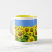 Sonnenblume-Felder Zweifarbige Tasse (Vorderseite Links)