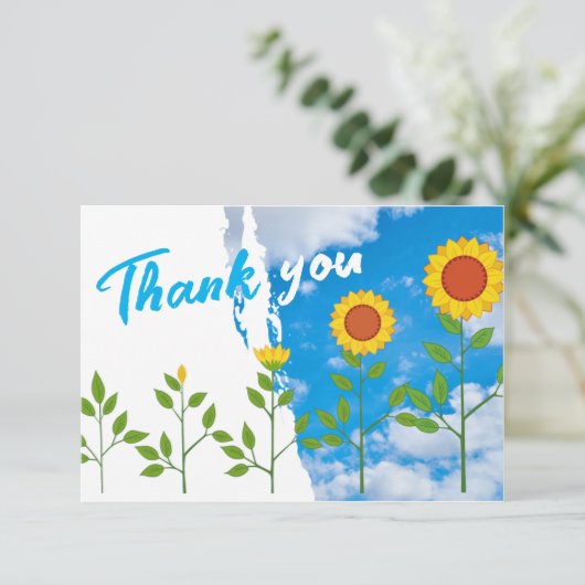 Sonnenblume Flat Danke Karte (Stehend Vorderseite)