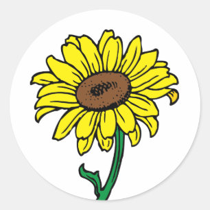 Sonnenblume Floral Gold Gelb, Grüne Blume Hochzeit Runder Aufkleber