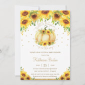 Sonnenblume Floral Kleine Pumpkin Baby Duschmädche Einladung (Vorderseite)