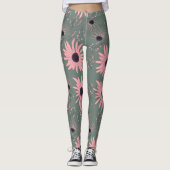 Sonnenblume Florals Rosa Hand gezeichnet botanisch Leggings (Vorderseite)