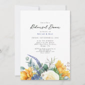 Sonnenblume Florenz Blauer Probe Abendessen Einladung (Vorderseite)