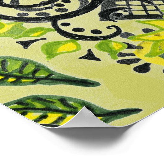 Sonnenblume Folkloremuster Poster (Ecke)