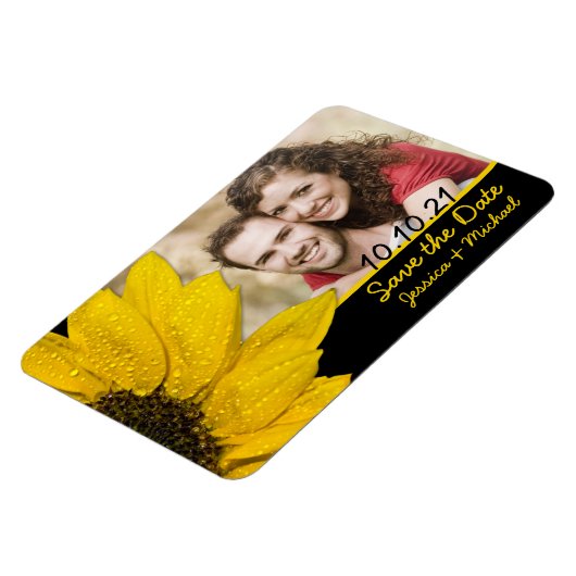 Sonnenblume-Foto, das Save the Date Magneten Magnet (Linke Seite)