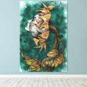 Sonnenblume Frau Canvas Print Leinwanddruck (Insitu (Holzboden))