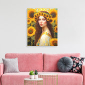Sonnenblume Frau mit Haarkranz Leinwanddruck (Insitu (Wohnzimmer))