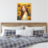 Sonnenblume Frau mit Haarkranz Leinwanddruck (Insitu (Schlafzimmer))