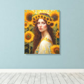 Sonnenblume Frau mit Haarkranz Leinwanddruck (Insitu (Holzboden))