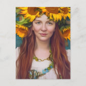 Sonnenblume Frau Postkarte (Vorderseite)