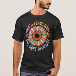 Sonnenblume Freundlichkeit Frieden Gleichheit Retr T-Shirt