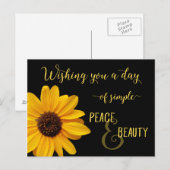 Sonnenblume Frieden und Schönheit Postkarte (Vorne/Hinten)