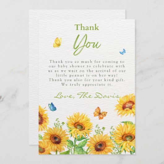 Sonnenblume Frühling Blumendusche Danke (Vorne/Hinten)