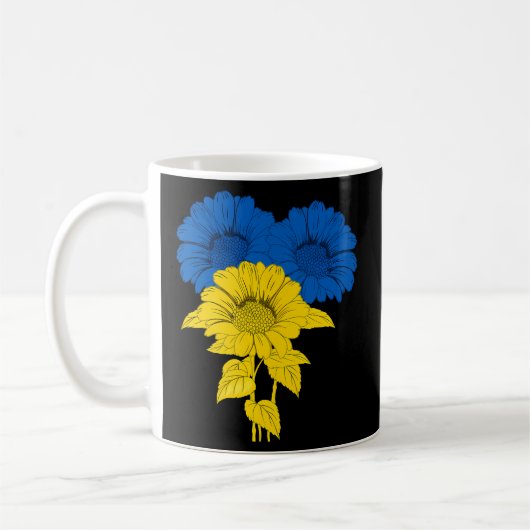Sonnenblume für den Frieden in der ukrainischen Fl Kaffeetasse (Links)