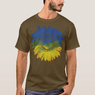Sonnenblume für die Ukraine Flaggenfarben blau gel T-Shirt