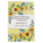 Sonnenblume Gastgeschenk Hochzeit oder Begrüßungsb Mittlere Geschenktüte (Vorderseite)