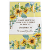 Sonnenblume Gastgeschenk Hochzeit oder Begrüßungsb Mittlere Geschenktüte (Rückseite)