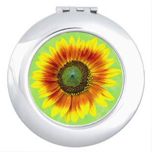 Sonnenblume, geblümt Gelb und Grün Blume Taschenspiegel