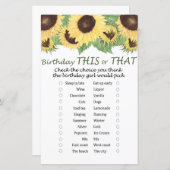 Sonnenblume Geburtstag dieses oder jenes Spiel (Vorne/Hinten)