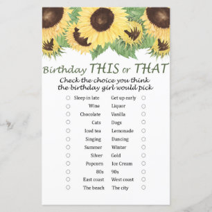 Sonnenblume Geburtstag dieses oder jenes Spiel