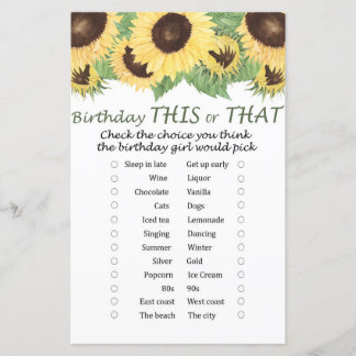 Sonnenblume Geburtstag dieses oder jenes Spiel