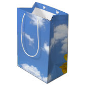 Sonnenblume Geburtstag mit Namen Mittlere Geschenktüte (Rückseite Schrägansicht)