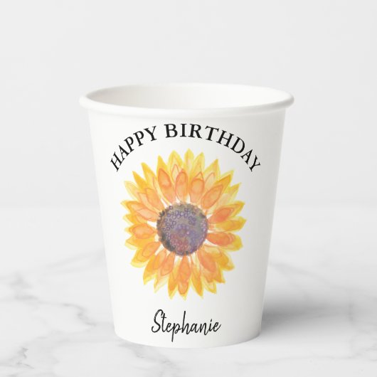 Sonnenblume Geburtstag Pappbecher (Vorderseite)