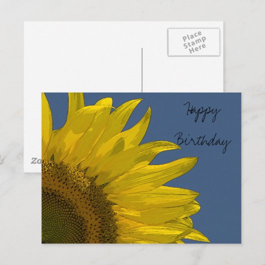 Sonnenblume Geburtstag Postkarte (Vorne/Hinten)