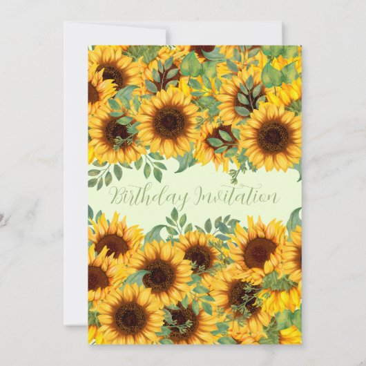 Sonnenblume Geburtstag Rustikale Gelbe Blüte Einladung (Rückseite)