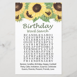 Sonnenblume Geburtstag Suchspiel