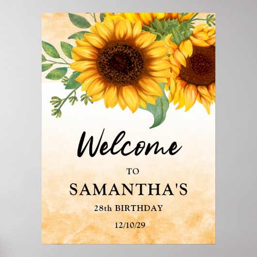 Sonnenblume Geburtstags Willkommenspender Poster (Vorne)