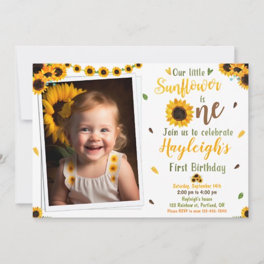 Sonnenblume Geburtstagseinladung Foto Erstgeburtsf Einladung (Vorderseite)