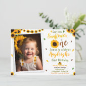 Sonnenblume Geburtstagseinladung Foto Erstgeburtsf Einladung (Stehend Vorderseite)