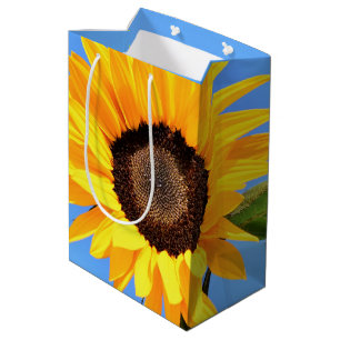 Sonnenblume gegen Sonne auf Blue Sky Geschenktasch Mittlere Geschenktüte