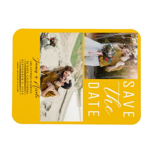 Sonnenblume Gelb 2 Fotos Save the Date Hochzeit Magnet (Horizontal)