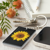 Sonnenblume Gelb auf Schwarz - angepasste Sonnenbl Schlüsselanhänger (Vorderseite rechts)