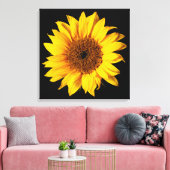 Sonnenblume Gelb auf Schwarz - Maßgeschneiderte So Leinwanddruck (Insitu (Wohnzimmer))