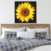 Sonnenblume Gelb auf Schwarz - Maßgeschneiderte So Leinwanddruck (Insitu (Schlafzimmer))