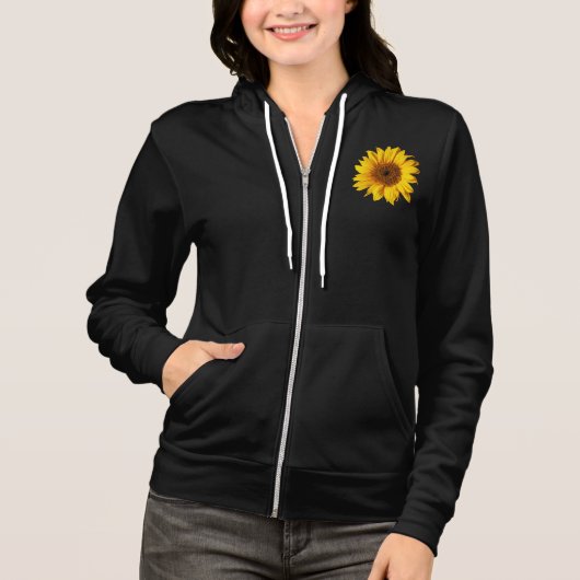 Sonnenblume-Gelb auf Schwarzem - kundengebundene Hoodie (Vorderseite)