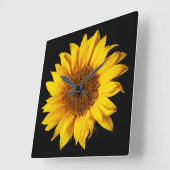 Sonnenblume-Gelb auf Schwarzem - kundengebundene Quadratische Wanduhr (Winkel)