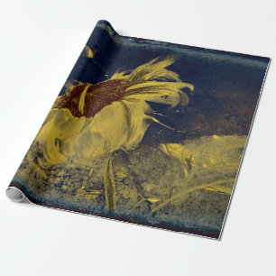 Sonnenblume Gelb Blau Skizze Kunst Vintage Antik Geschenkpapier