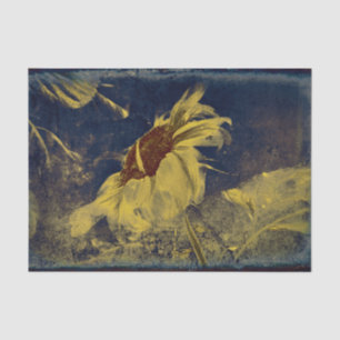 Sonnenblume Gelb Blau Skizze Kunst Vintage Antik Seidenpapier