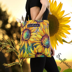 Sonnenblume Gelb Blau Tasche