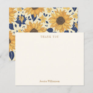 Sonnenblume Gelb Blaue Hochzeitsfeier Benutzerdefi Dankeskarte