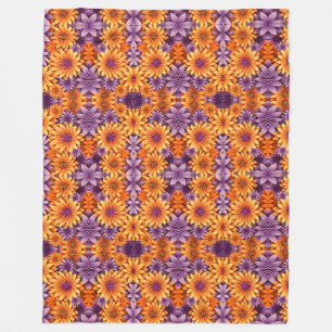 Sonnenblume Gelb Lila Fleecedecke