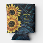 Sonnenblume Gelb Rustikale Denim Blue Jeans Hochze Dosenkühler (Rückseite)