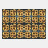 Sonnenblume Gelb Rustikale Denim Blue Jeans Muster Geschenkpapier Set (Vorderseite 3)