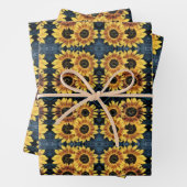 Sonnenblume Gelb Rustikale Denim Blue Jeans Muster Geschenkpapier Set (Beispiel)