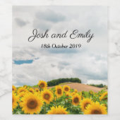 Sonnenblume Gelb Rustikale Hochzeit Weinetikett (Einzelnes Label)